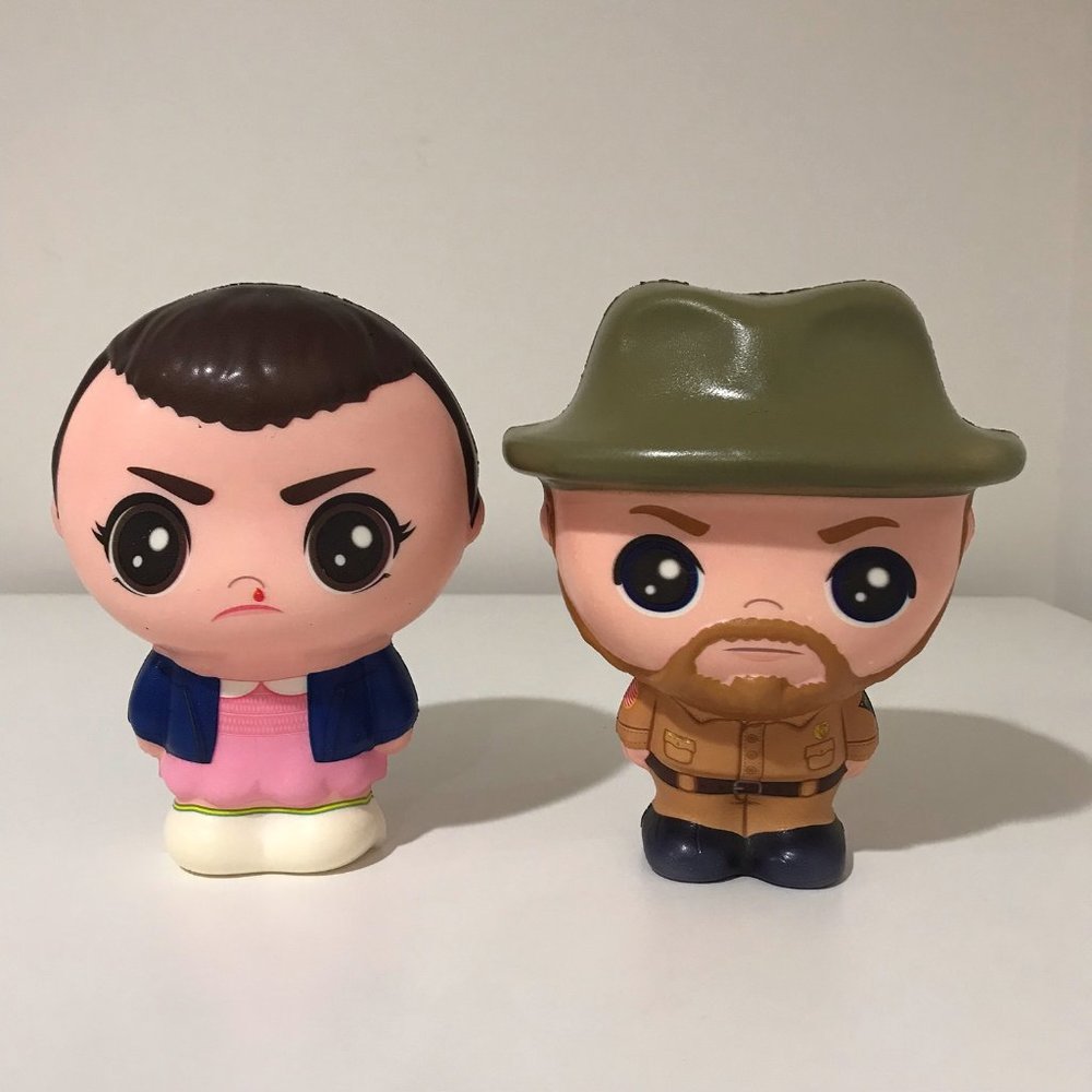 STRANGER THINGS Collectible SQUISHY Toy ELEVEN and HOPPER Lot Netflix Original